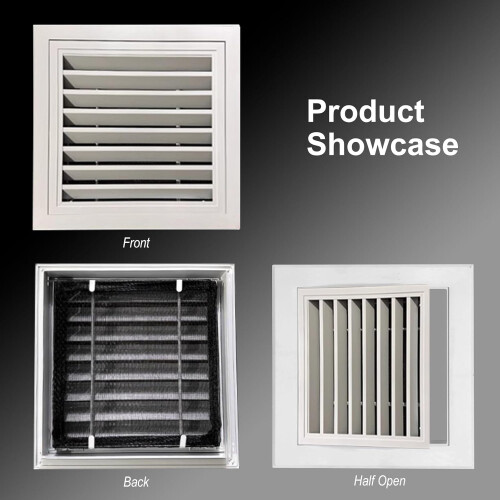 Ventilation Access Panel Aluminum Alloy Waterproof Rustproof Shutter Style with Filter 50x55cm 1