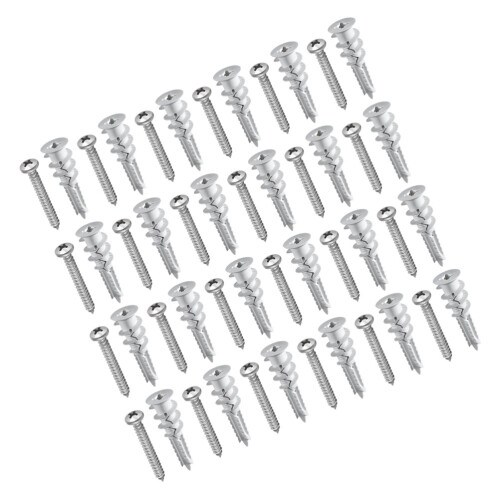 250Sets Self-Tapping Drywall Screws and Plastic Anchors Kit Silver 1