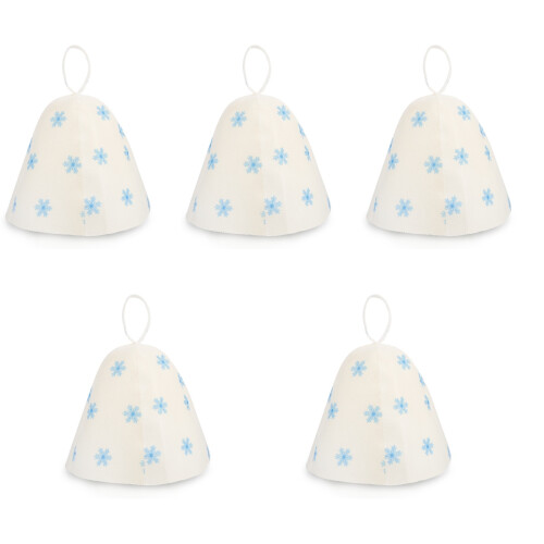 5Pcs White Felt Sauna Hats Women Thickened Durable Bath Caps 2