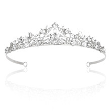 Wedding Crown with Elegant Silver Finish and Sparkling Crystals for Bride, Party and Pageant