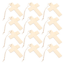 40 Pcs Blank Wooden Cross Pieces With Holes And Ropes
