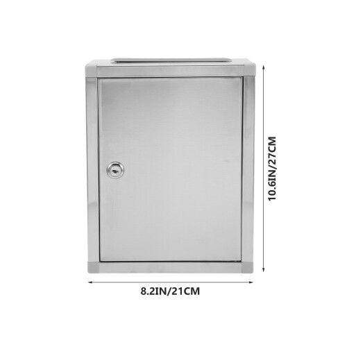 3Pcs Silver Locking Stainless Steel Drop Box for Voting Donation 2