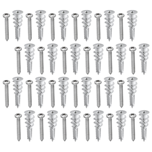 250Sets Self-Tapping Drywall Screws and Plastic Anchors Kit Silver 2