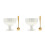 2Sets White Ceramic Footed Dessert Bowls with Spoon for Kitchen Use 6