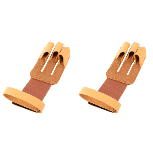 2Stk 3-Finger Jagdhandschuhe Leder Strapazierfähig Mit Gürtel 1