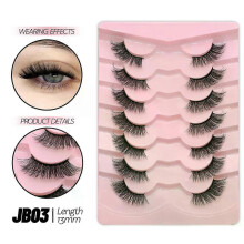 (7 Pairs-JB03) GROINNEYA Half Eyelashes Natural Cat Eye Lashes Soft Wispy Clear Band Lashes With Winged Ends For Extended Eye Look Makeup