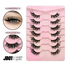 (7 Pairs-JB01) GROINNEYA Half Eyelashes Natural Cat Eye Lashes Soft Wispy Clear Band Lashes With Winged Ends For Extended Eye Look Makeup