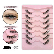 (7 Pairs-JB04) GROINNEYA Half Eyelashes Natural Cat Eye Lashes Soft Wispy Clear Band Lashes With Winged Ends For Extended Eye Look Makeup