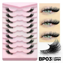 (Half Eye-BP03) GROINNEYA Half Eyelashes Natural Cat Eye Lashes Soft Wispy Clear Band Lashes With Winged Ends For Extended Eye Look Makeup