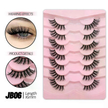 (7 Pairs-JB06) GROINNEYA Half Eyelashes Natural Cat Eye Lashes Soft Wispy Clear Band Lashes With Winged Ends For Extended Eye Look Makeup