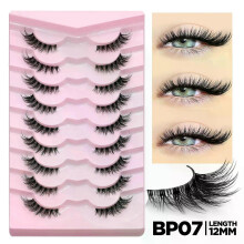(Half Eye-BP07) GROINNEYA Half Eyelashes Natural Cat Eye Lashes Soft Wispy Clear Band Lashes With Winged Ends For Extended Eye Look Makeup