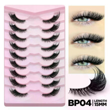 (Half Eye-BP04) GROINNEYA Half Eyelashes Natural Cat Eye Lashes Soft Wispy Clear Band Lashes With Winged Ends For Extended Eye Look Makeup
