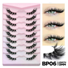 (Half Eye-BP06) GROINNEYA Half Eyelashes Natural Cat Eye Lashes Soft Wispy Clear Band Lashes With Winged Ends For Extended Eye Look Makeup