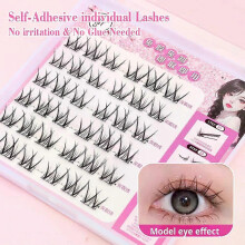 (C, C9) QSTY Cute Sweet Pre-Bond Technology press on lashes glueless DIY Eyelash Self Adhesive Realistic Eyelash Reusable