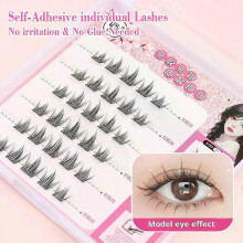 (C, C11) QSTY Cute Sweet Pre-Bond Technology press on lashes glueless DIY Eyelash Self Adhesive Realistic Eyelash Reusable