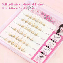 (C, C4) QSTY Cute Sweet Pre-Bond Technology press on lashes glueless DIY Eyelash Self Adhesive Realistic Eyelash Reusable