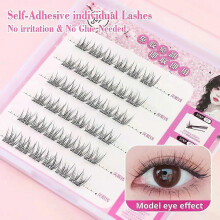 (C, C10) QSTY Cute Sweet Pre-Bond Technology press on lashes glueless DIY Eyelash Self Adhesive Realistic Eyelash Reusable