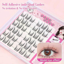 (C, C6) QSTY Cute Sweet Pre-Bond Technology press on lashes glueless DIY Eyelash Self Adhesive Realistic Eyelash Reusable