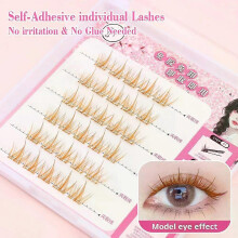 (C, C3) QSTY Cute Sweet Pre-Bond Technology press on lashes glueless DIY Eyelash Self Adhesive Realistic Eyelash Reusable