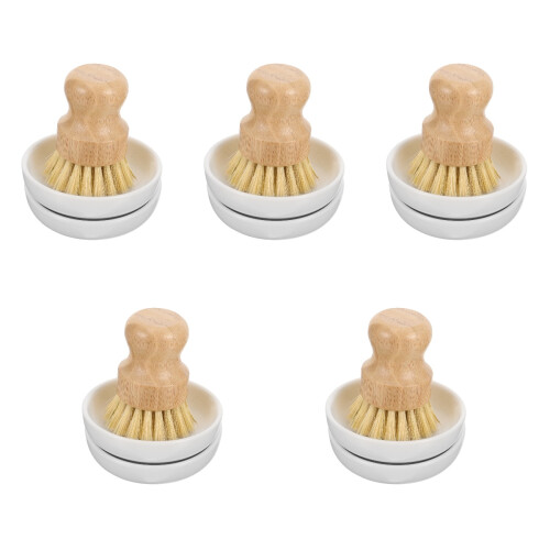 5Sets Wooden Dish Brush Non-Scratch Bristles Kitchen Scrubber 2