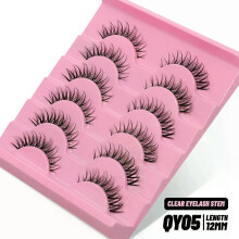 (6 Pairs-QY05) GROINNEYA Cat Eye Lashes Faux Mink Eyelashes  Fake Lashes Natural Look Wispy Winged End Eye Elongated Eyelashes