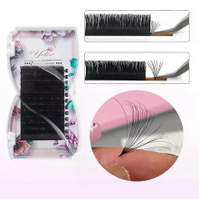 (9mm, B 0.05mm) Easy Fanning Lashes 8-25mm Volume Russe Autofan Cilios Soft Professional Eyelash Extension Faux Natural Individual Eyelashes