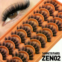 (10 Pairs-ZEN02) GROINNEYA Lashes 3D Mink Lashes Fluffy Reusable Lashes Mink False Eyelashes Soft Wispy Natural Cross Eyelash Extension Makeup