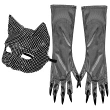 4Sets Halloween Kattenmasker Met Handschoen Set Voor Vrouwen Party