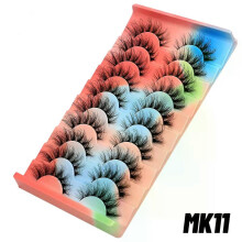 (10 Pairs-MK11) GROINNEYA Lashes 3D Mink Lashes Fluffy Reusable Lashes Mink False Eyelashes Soft Wispy Natural Cross Eyelash Extension Makeup