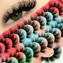 (10 Pairs-MK06) GROINNEYA Lashes 3D Mink Lashes Fluffy Reusable Lashes Mink False Eyelashes Soft Wispy Natural Cross Eyelash Extension Makeup