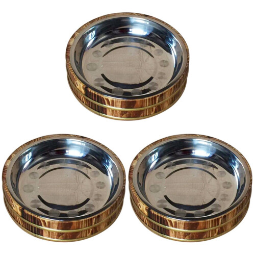 3Pcs Wooden Rice Bowls Coffee Color Multipurpose Kitchen Use 2