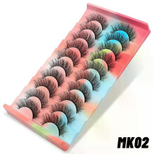 (10 Pairs-MK02) GROINNEYA Lashes 3D Mink Lashes Fluffy Reusable Lashes Mink False Eyelashes Soft Wispy Natural Cross Eyelash Extension Makeup