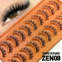 (10 Pairs-ZEN08) GROINNEYA Lashes 3D Mink Lashes Fluffy Reusable Lashes Mink False Eyelashes Soft Wispy Natural Cross Eyelash Extension Makeup