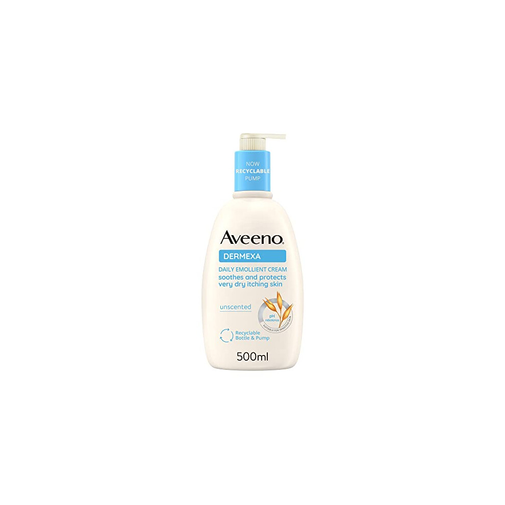 Aveeno Cream Dermexa Daily Emollient (1X 500Ml), Emollient Enriched With Triple Oat Complex And Ceramides For Sensitive Skin, Soothing Relief