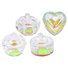 4Pcs Transparent Nail Powder Mixing Cups Durable Crystal Glass Bowls