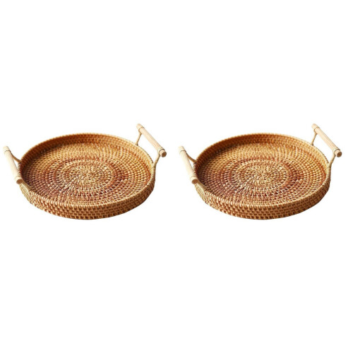2 Pcs Pastry Plate Rattan Snack 1