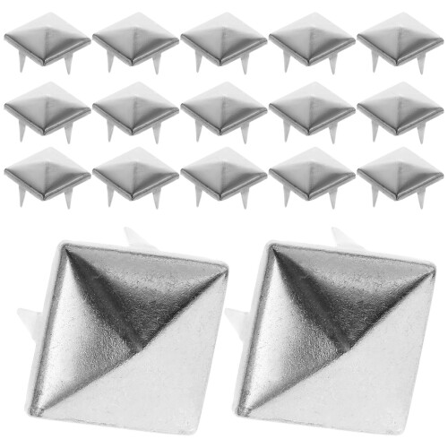 400Pcs DIY Metal Pyramid Studs Silver Square Rivets for Boots Clothes 1