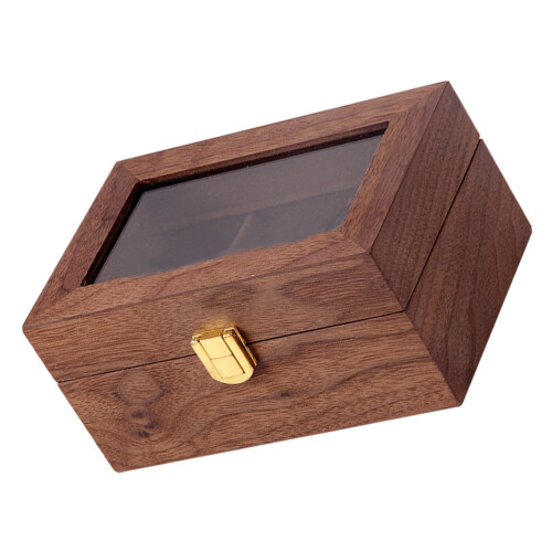 2Pcs Retro Brown Wooden Watch Storage Box Lockable Organizer Case 1