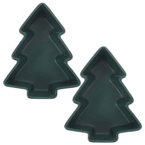 10Pcs Olive Green Ceramic Tree Shape Dessert and Snack Serving Tray