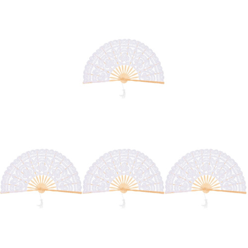 4St Witte Bamboo Lace Vouwwaaier En Performance 1