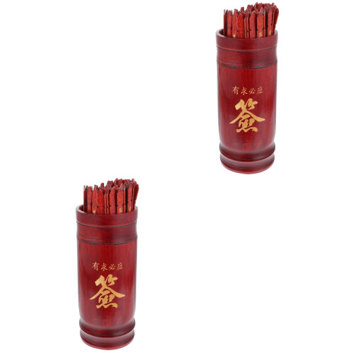 2Sets Portable Dark Red Buddhist Divination Bucket Game Set for Home 2