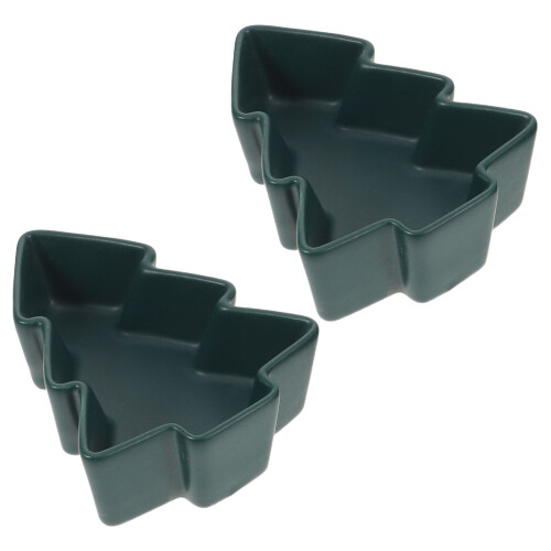 10Pcs Olive Green Ceramic Tree Shape Dessert and Snack Serving Tray 1