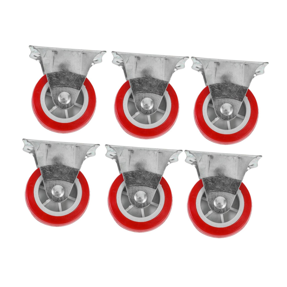 6Pcs Silent Rubber Caster Wheels Heavy Duty Nonswivel Plate Casters For Furniture And Workbench 9070919941740
