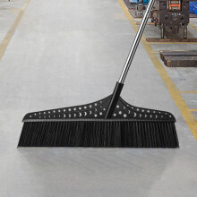 Heavy Duty Outdoor Broom with Wide Coverage Head and Reinforced Bristles for Patios Gardens Driveways 50cm Black