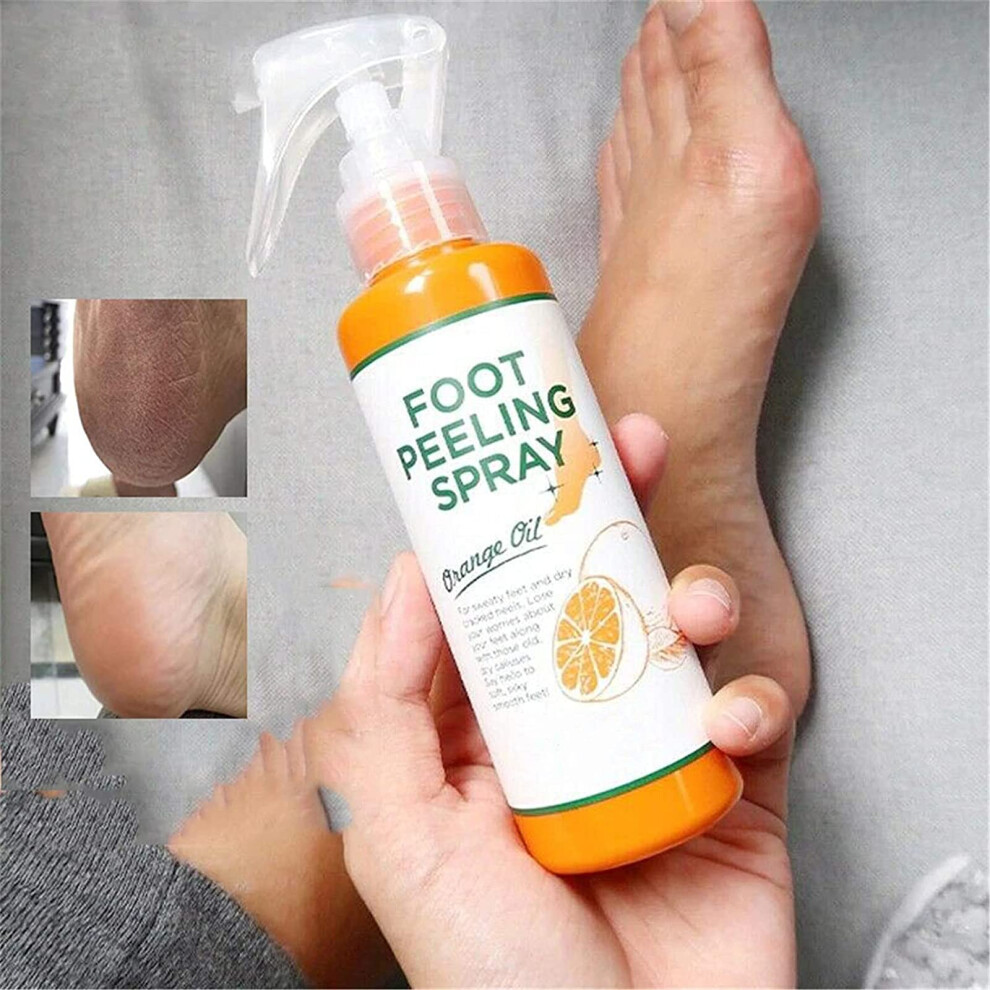 Orange Foot Peel Spray With Oil For Instant Dead Skin Removal And Hydrating Cracked Heels 110Ml