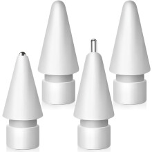 Replacement Tips Set for Apple Pencil, UltraPrecise Metal and PenLike Tips for Universal Models, 4 Pack White