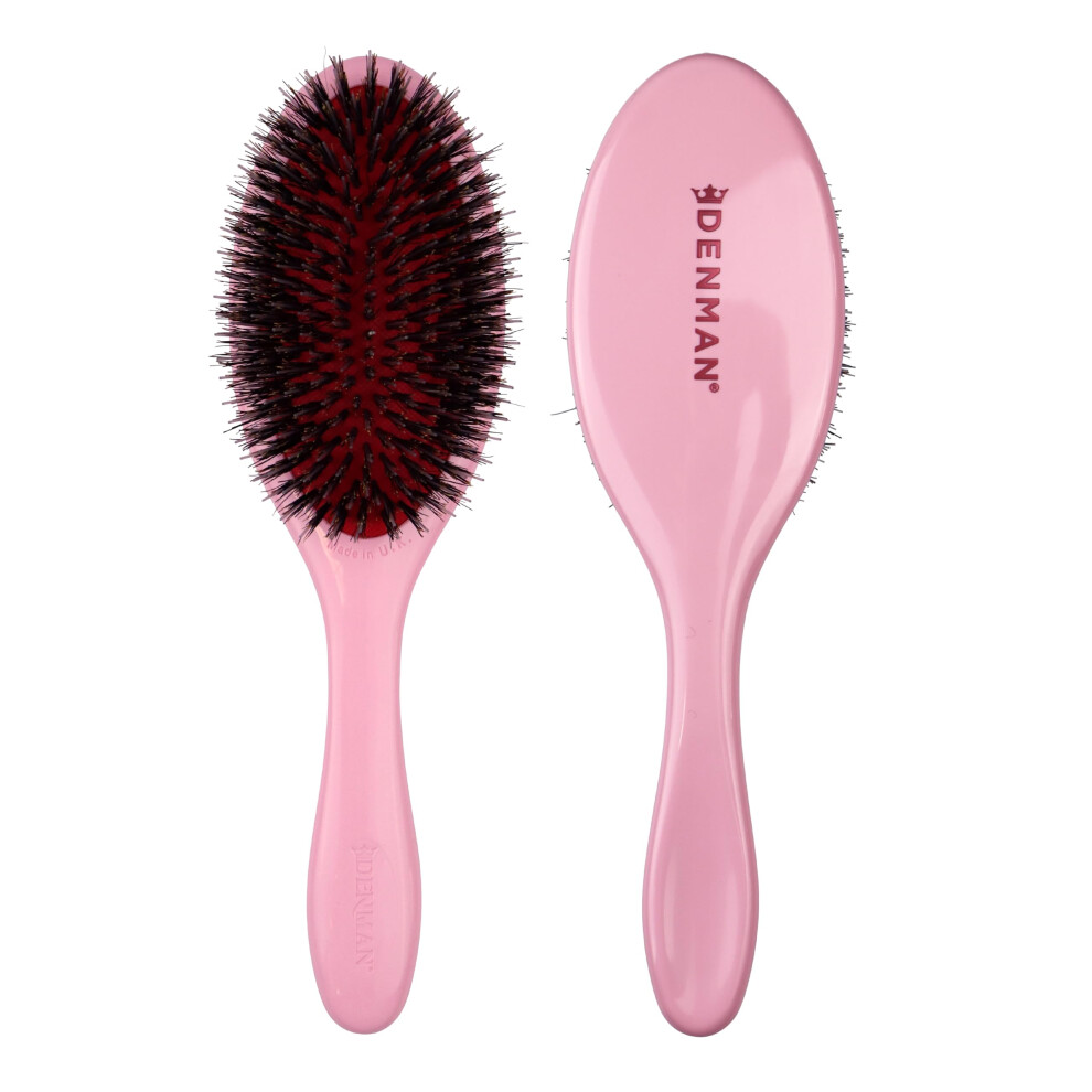 Denman Pink Style & Shine Smoother Hairbrush With Soft Nylon Quill Boar Bristles - For Smoothing, Detangling, Straightening Hair ? D81m Medium Crush