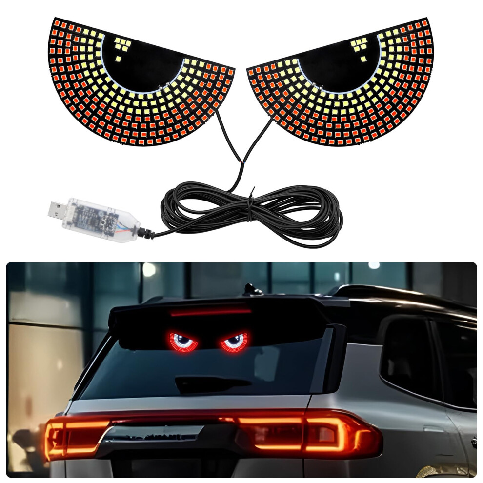Led Car Windshield With Devil Eyes, Usb Rear Window Signal, Multiple Flash Modes Light/Red/White 9053599145905