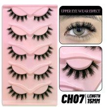 (5 Pairs-CH07) GROINNEYA Cat Eye Lashes Faux Mink Eyelashes Natural long Winged End Eye Elongated Eyelashes Faux Cils Eyelashes Extension
