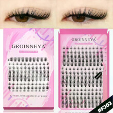 (15rows-FJ02) GROINNEYA DIY Lashes Extension Kit Individual Lashes Clusters Faux Mink Eyelash Extension Mix set with Lash Bond and Seal Makeup